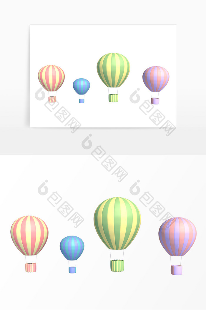 清新可爱糖果色热气球装饰元素