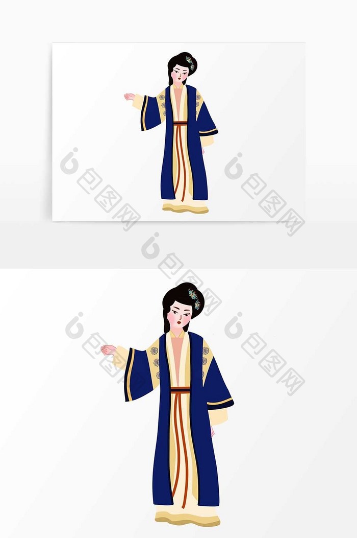 卡通中国历代名画宫廷嫔妃漫清游图元素