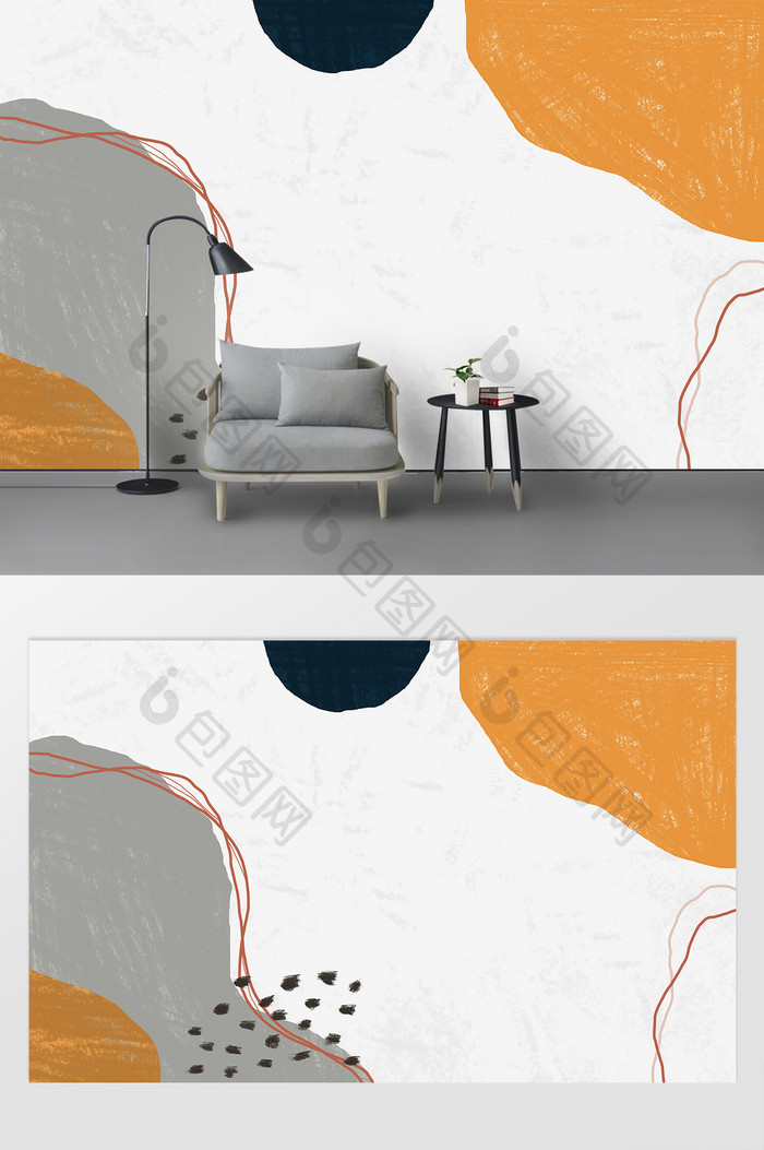 个性定制现代莫兰迪创意抽象客厅背景墙