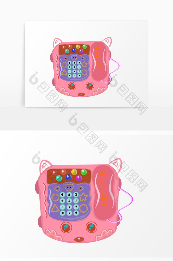 可爱卡通儿童电话形象元素
