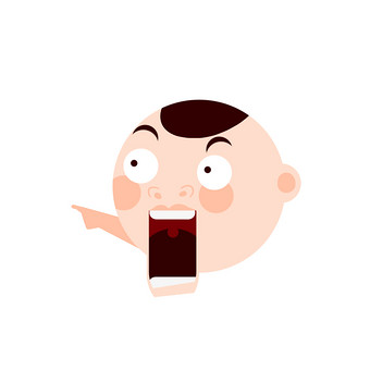 白色扁平卡通惊恐表情动作动图gif