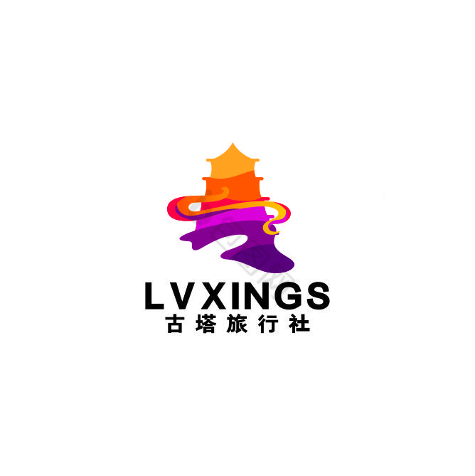 旅行社传媒字宝塔旅游LOGO标志VI图片