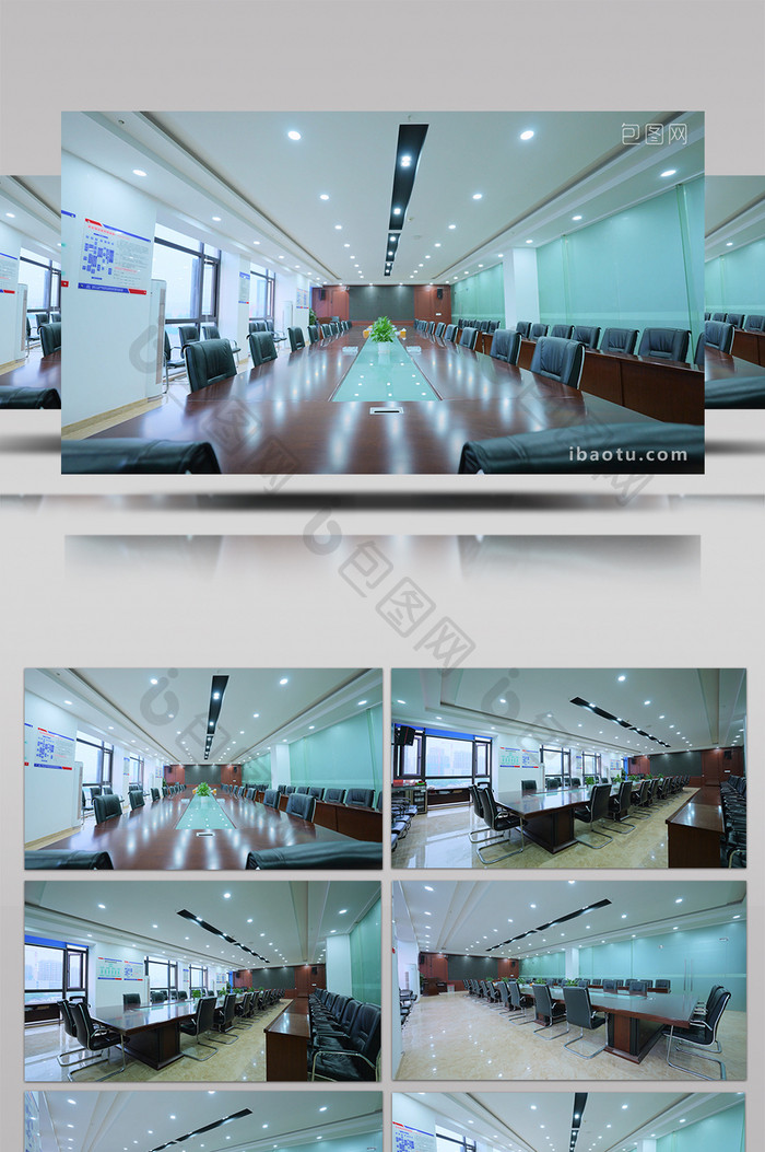 4k商务明亮大型会议室内部实拍