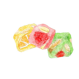 水彩手绘甜品牛轧糖图片