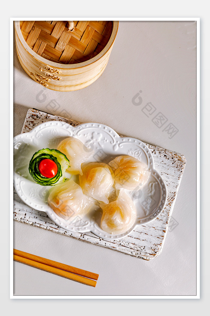 新鲜摆盘水晶虾饺蒸饺美食摄影图图片图片