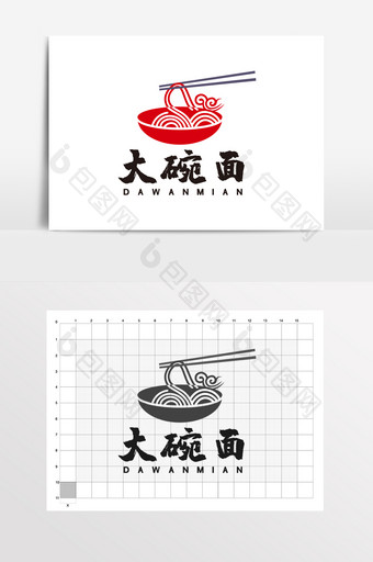 大碗面馆餐饮面条小面LOGO标志VI图片