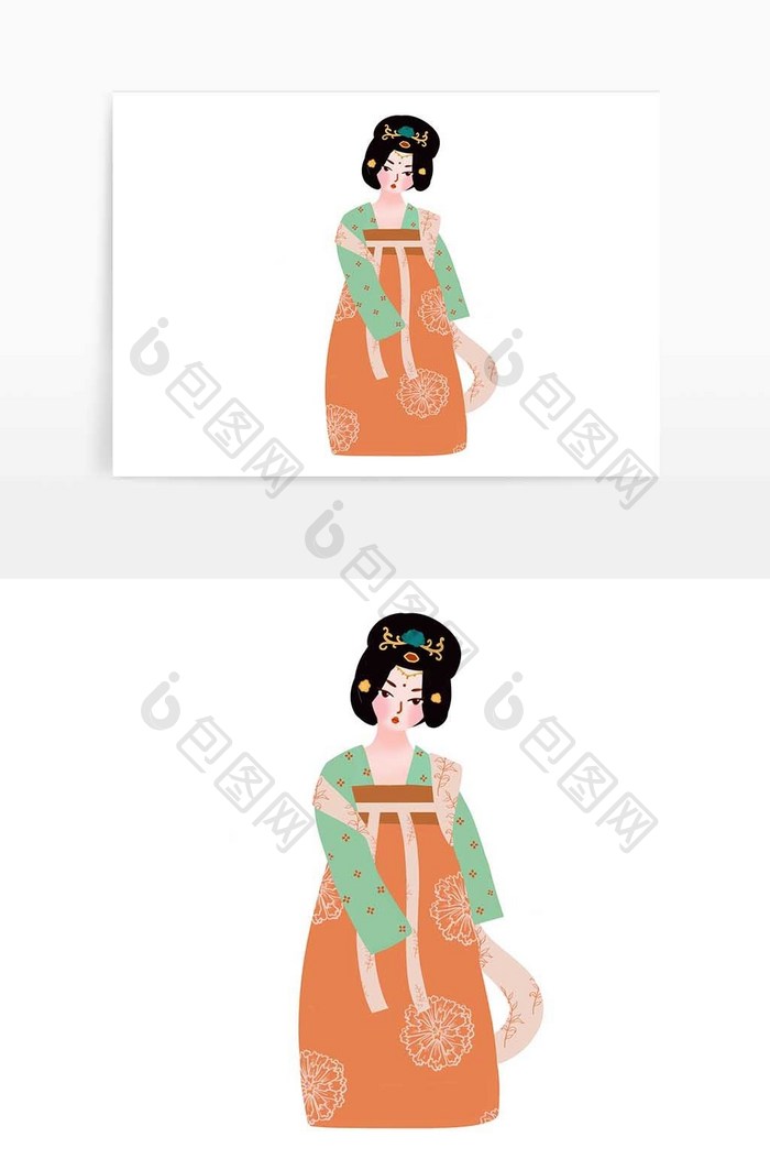 中国风历代名画美人妃子侍女宫女仕女图元素