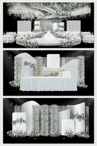 清新白绿色婚礼效果图图片