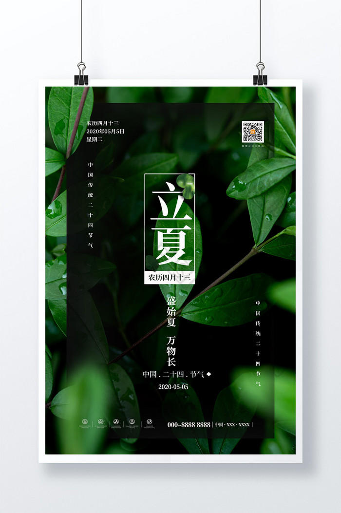 ins风格绿色植物简约时尚立夏海报