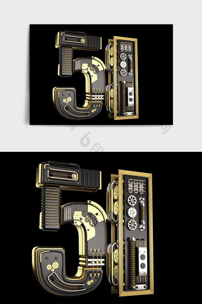 重金属机械风格51节日主题C4D艺术字图片图片
