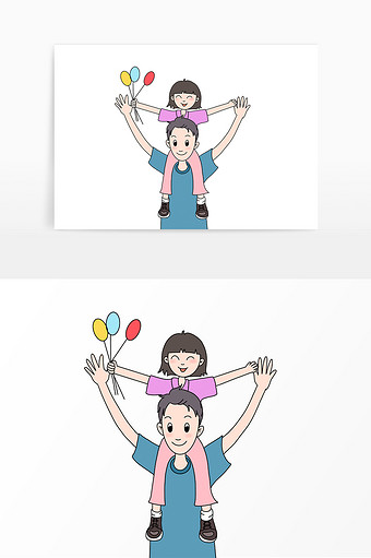 卡通手绘亲子父女