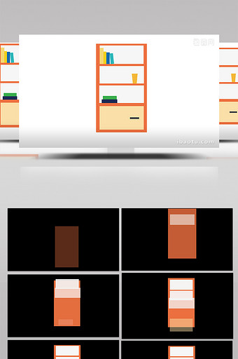 简约扁平画风家具类书架书杂物mg动画图片