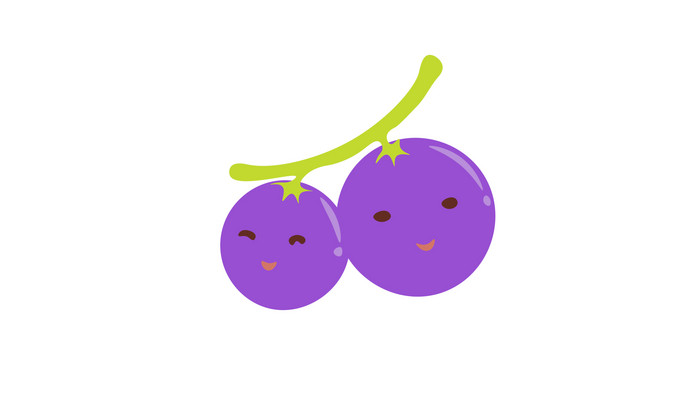 简约扁平画风食物类紫色可爱葡萄mg动画