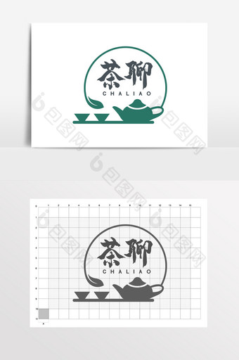 茶楼民宿茶馆茶壶茶聊LOGO标志VI图片