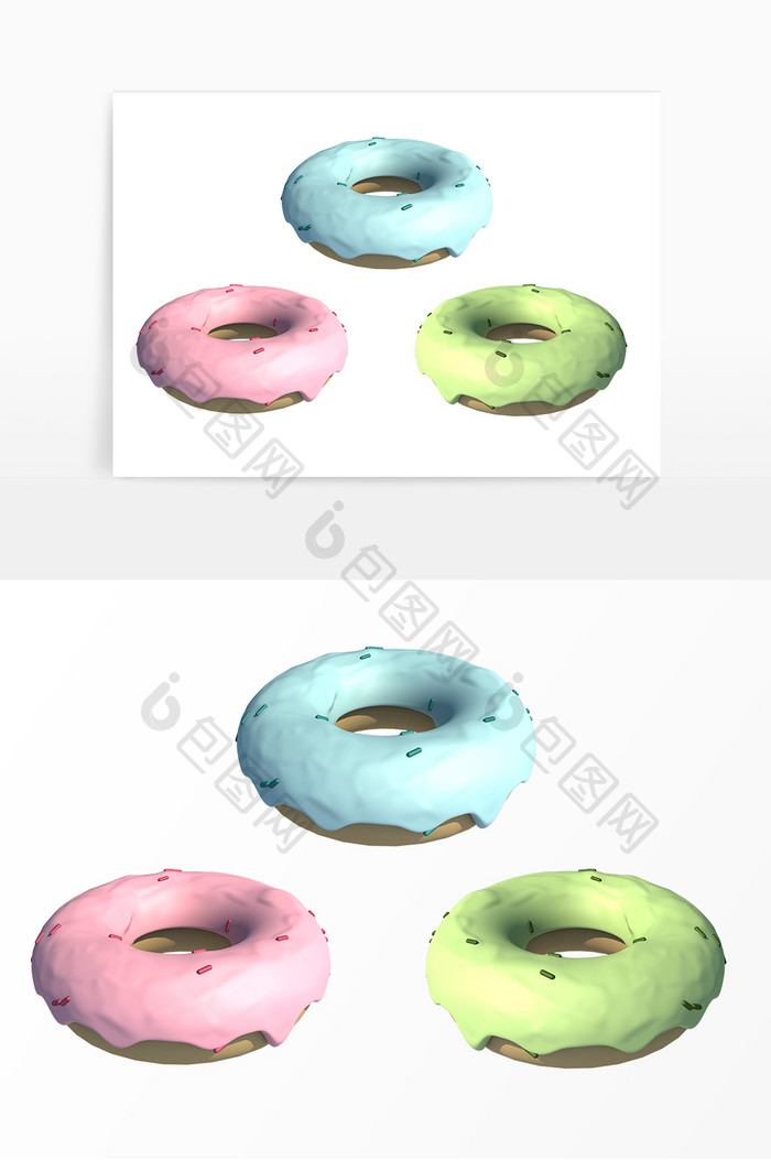 3D糖果色甜甜圈装饰元素