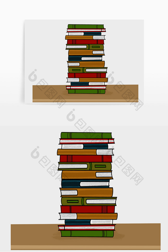 彩色经典古典书房学校书桌高考书籍元素