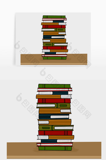 彩色经典古典书房学校书桌高考书籍元素图片