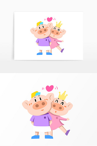 卡通情侣小动物兔子