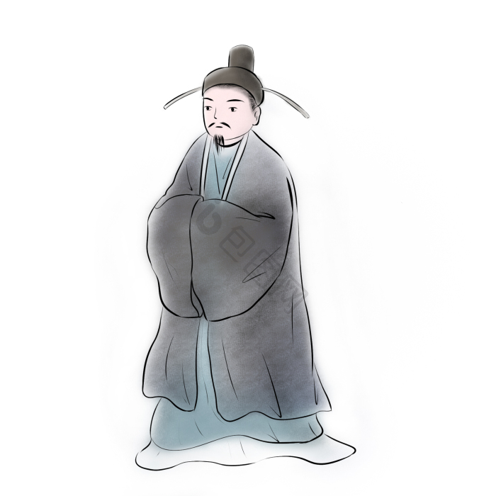 水墨古代古风官员png下载-包图网