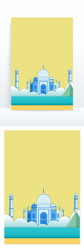 黄色城堡旅行背景设计