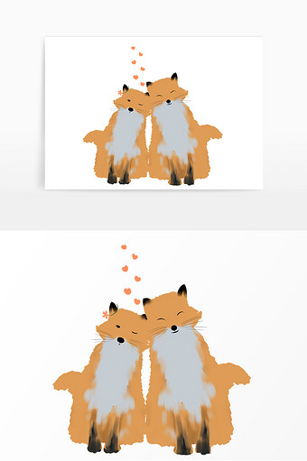 卡通可爱情侣狐狸