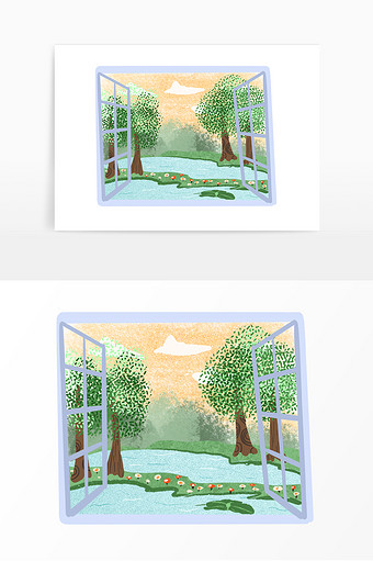 窗外花草树木风景