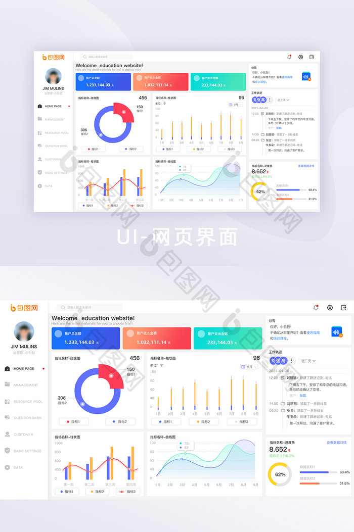 科技商务简约数据管理后台可视化后台系统