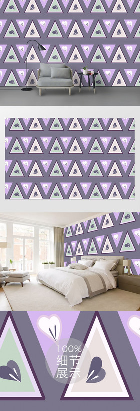 紫色花纹壁画纹理背景墙