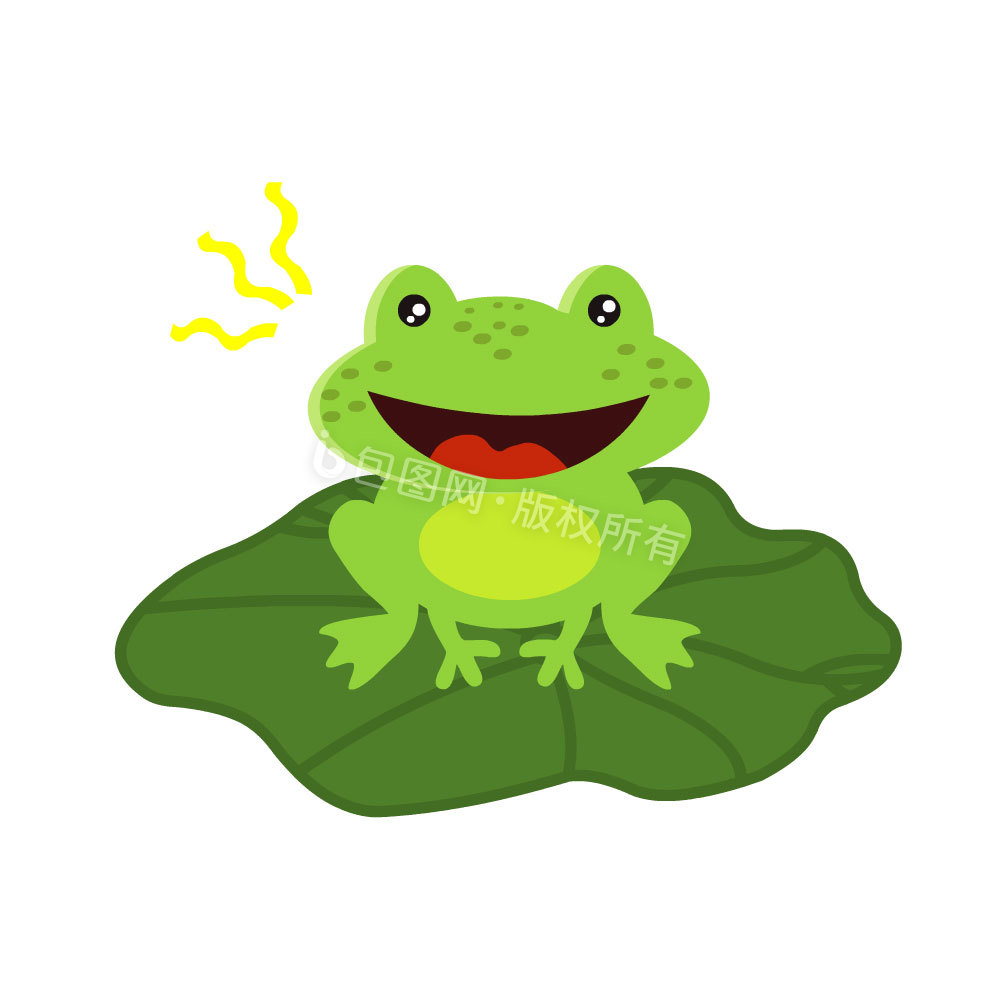 可爱卡通夏季荷叶上青蛙叫动图GIF图片