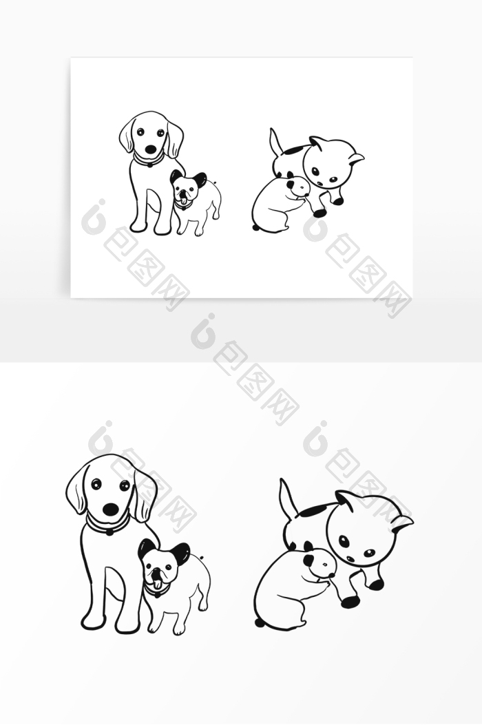 线描小动物小狗狗狗图片