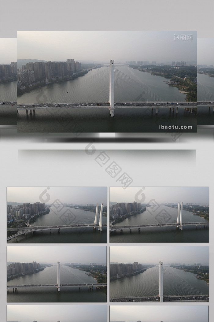 航拍广东惠州城市地标合生大桥交通实况视频