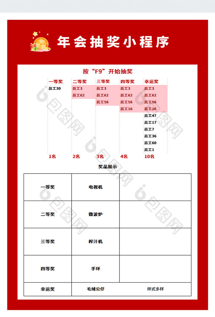 奖品列表图片