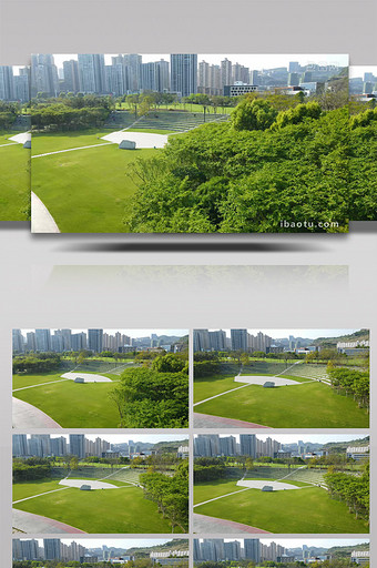 4K航拍重庆月光草坪江边城市公园图片