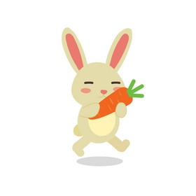 可爱卡通小兔子抱着萝卜跑动图GIF