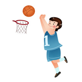 男孩投篮打篮球
