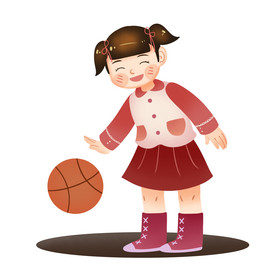 卡通可爱女孩打篮球