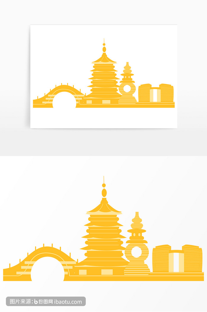 杭州旅游地标建筑剪影,包图网,图片,素材,模板,免费