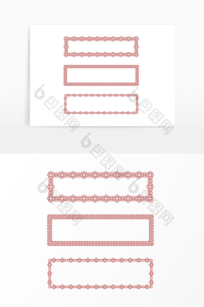 红色中式花纹标题框