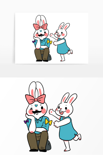 父亲节动物兔子父子