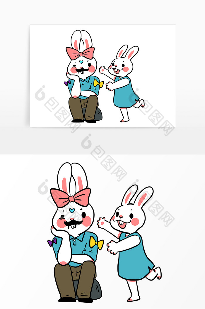 父亲节动物兔子父子图片