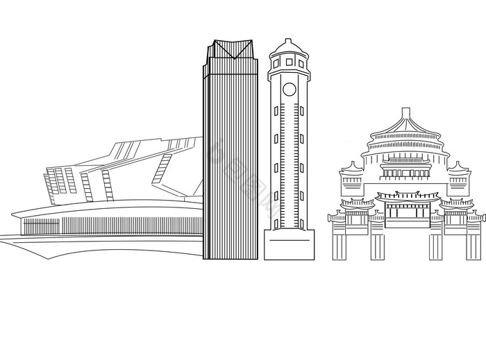 线描重庆城市地标建筑图片