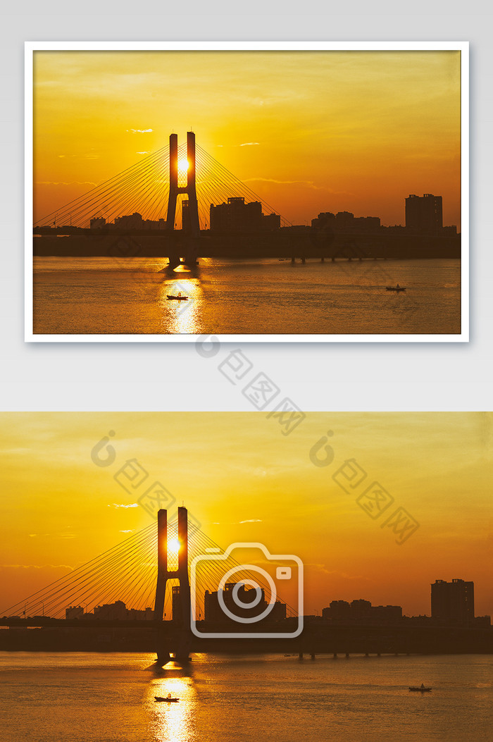落日黄昏大桥剪影图片图片