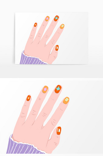 手绘卡通糖果色美甲