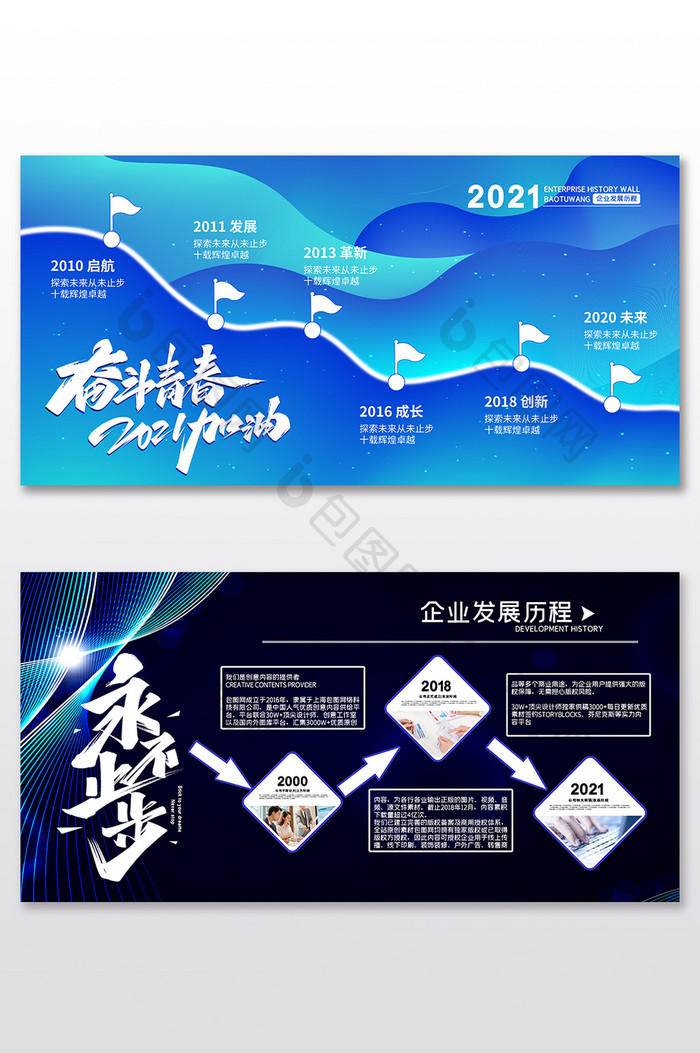 高端大气2021加油企业历史墙二件套