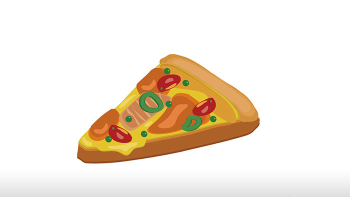 简约扁平画风食物类零食披萨mg动画