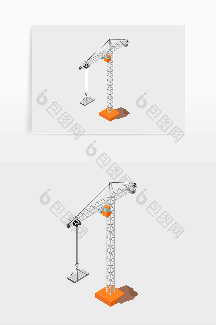 2.5D风格建筑工业吊车元素