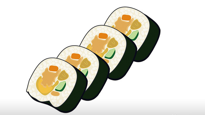 简约扁平画风食物类零食类寿司mg动画
