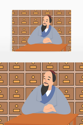 中医大夫古代人物医学号脉医药