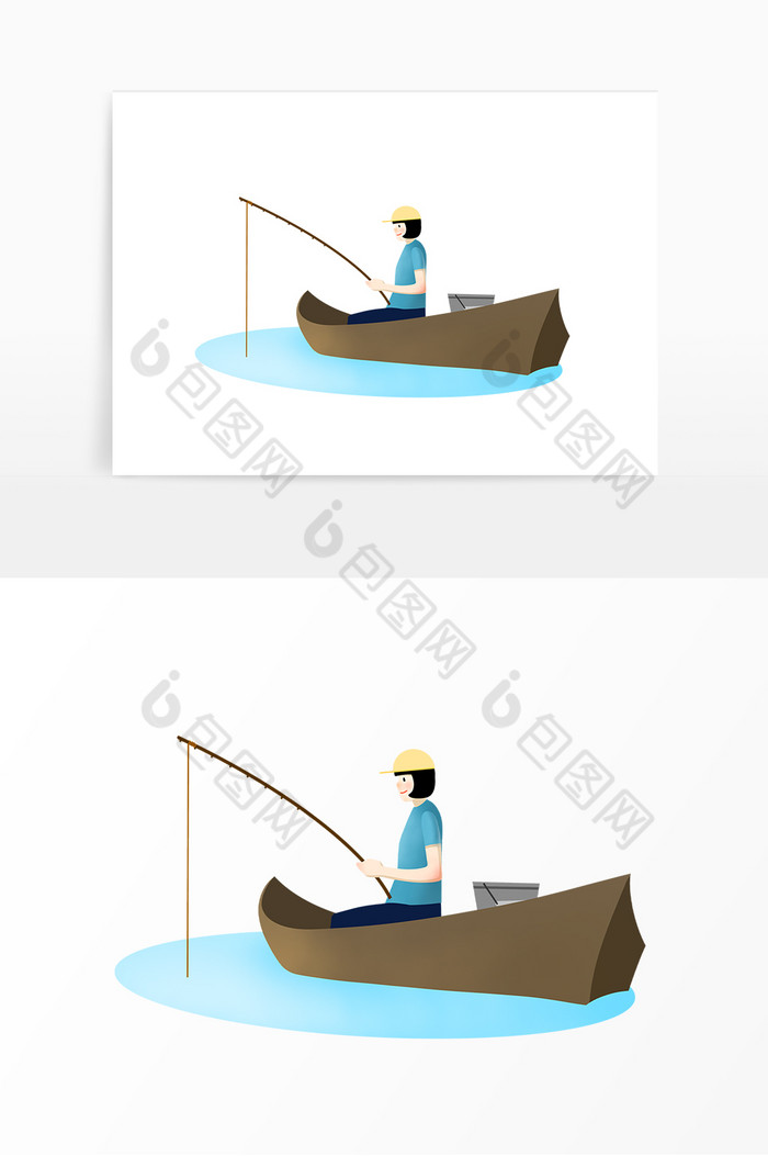 男孩小船钓鱼垂钓图片图片