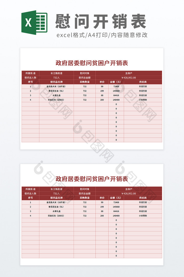 党政机关政府居委慰问贫困户开销表图片图片